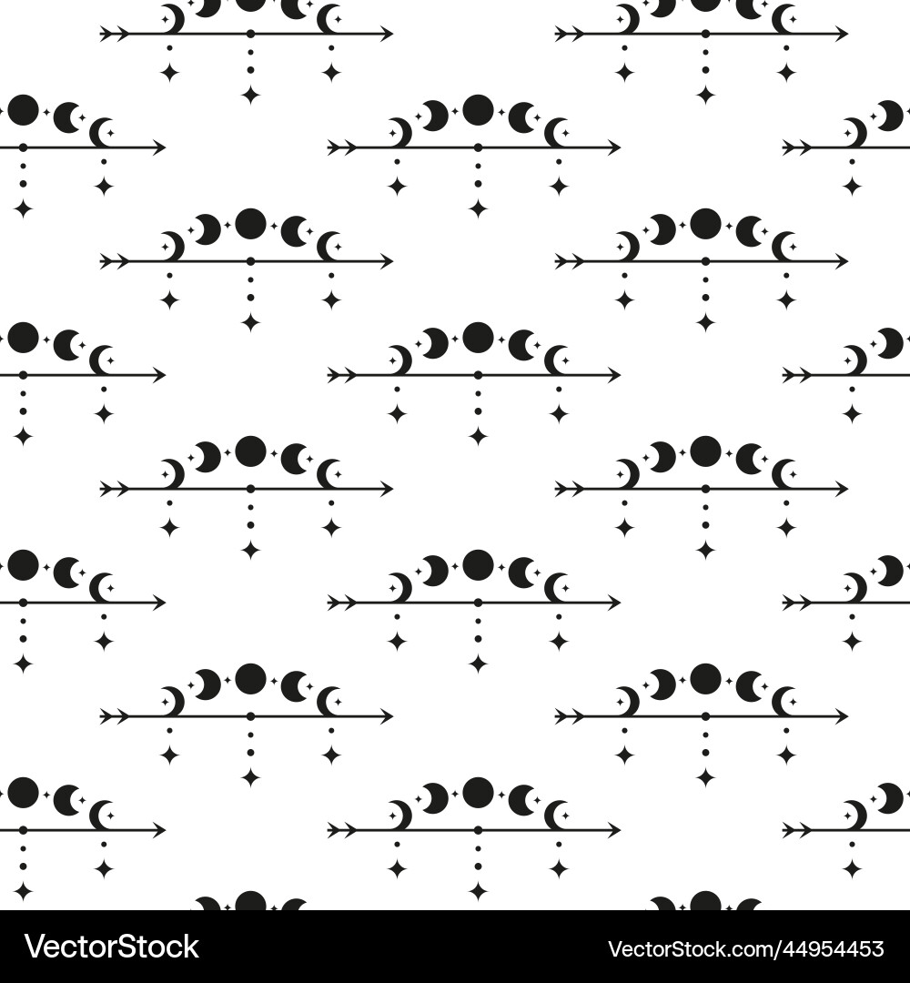 Boho seamless pattern with arrows moon phases Boho seamless pattern with arrows moon phases vector image