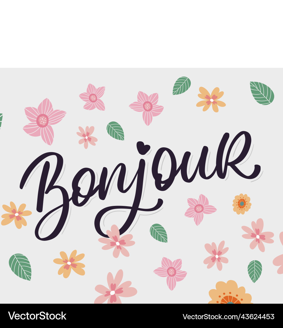 Bonjour paris phrase lettering calligraphy brush vector image