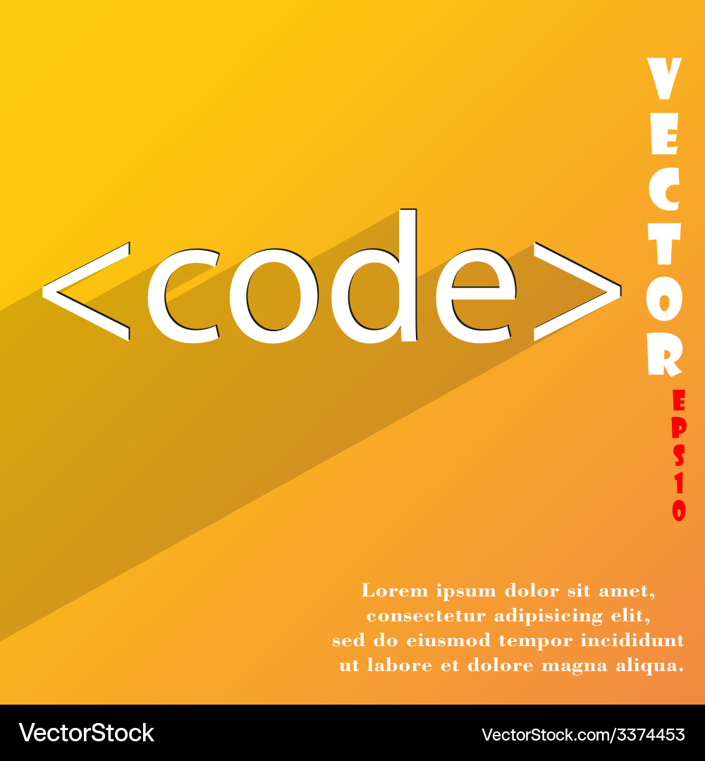 Code icon symbol flat modern web design with long Vector Image