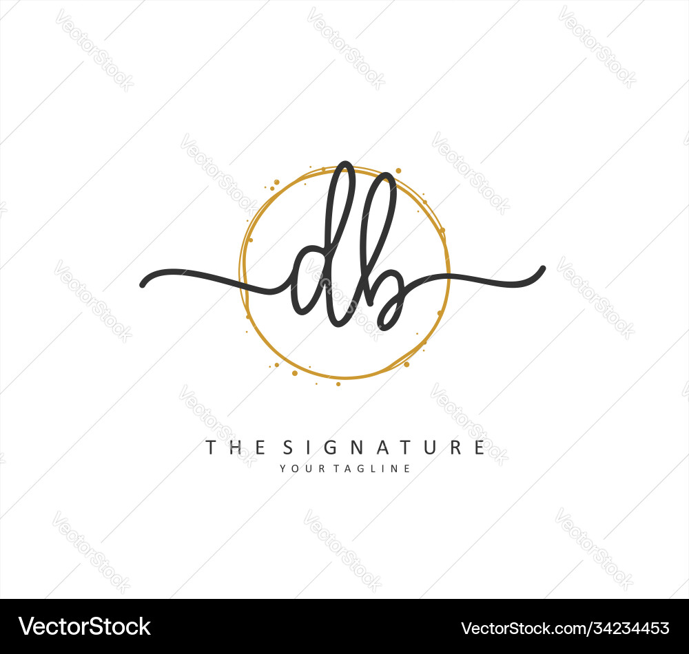 D b db initial letter handwriting and signature D b db initial letter handwriting and signature Vector Image
