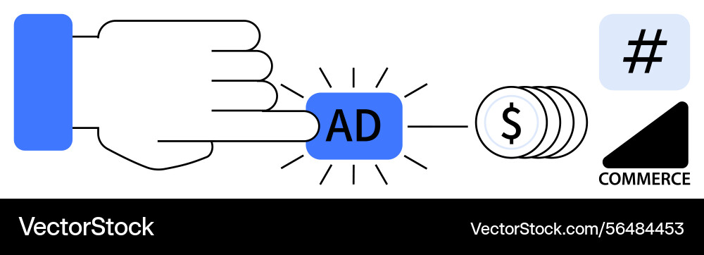 Digital advertising concept with click interaction Digital advertising concept with click interaction vector image