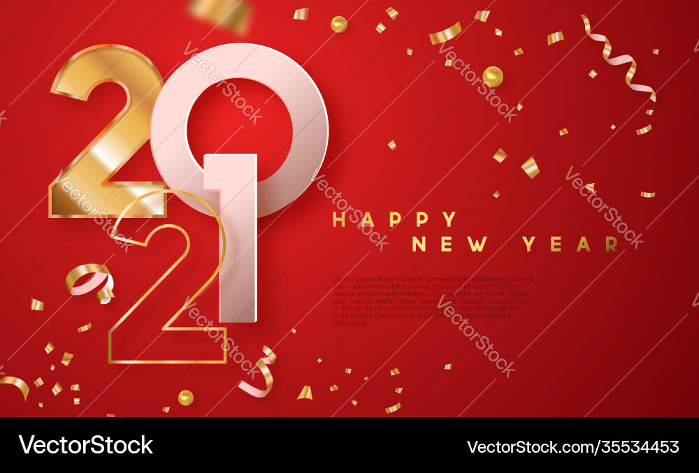 Frohes neues Jahr 2021 gold 3d rot party karte Frohes neues Jahr 2021 gold 3d rot party karte vektorbild