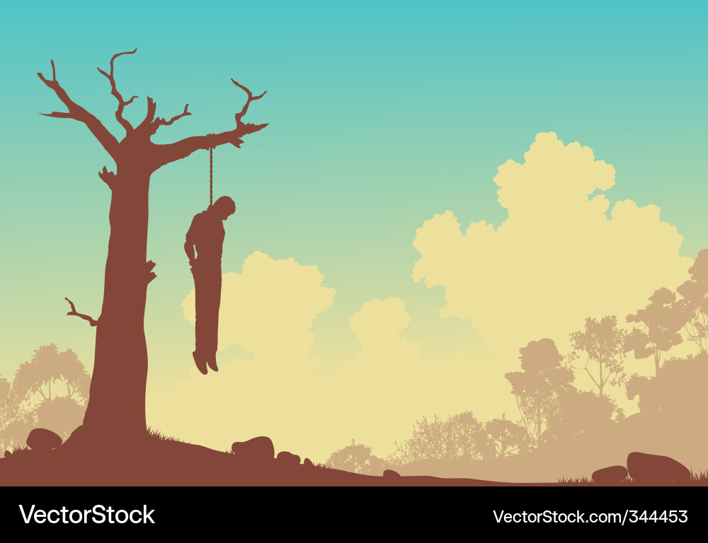 Man Hanged from Tree Vector Image