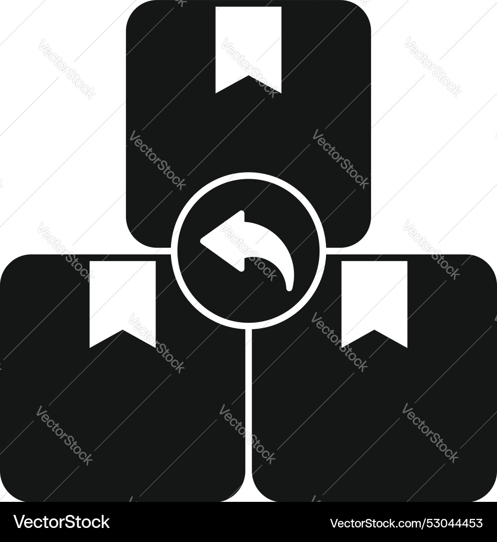 Returning three parcels icon showing reverse Vector Image