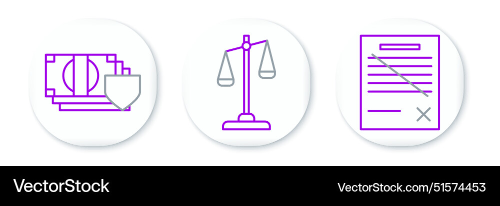 Set line delete file document money with shield Set line delete file document money with shield vector image