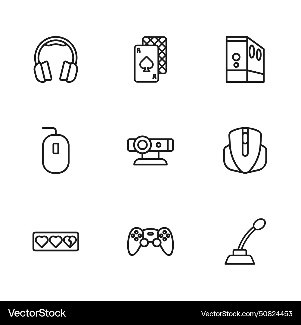 Set line game controller or joystick computer Set line game controller or joystick computer vector image