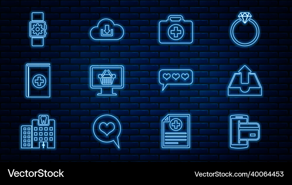 Set line nfc payment upload inbox first aid kit Set line nfc payment upload inbox first aid kit vector image