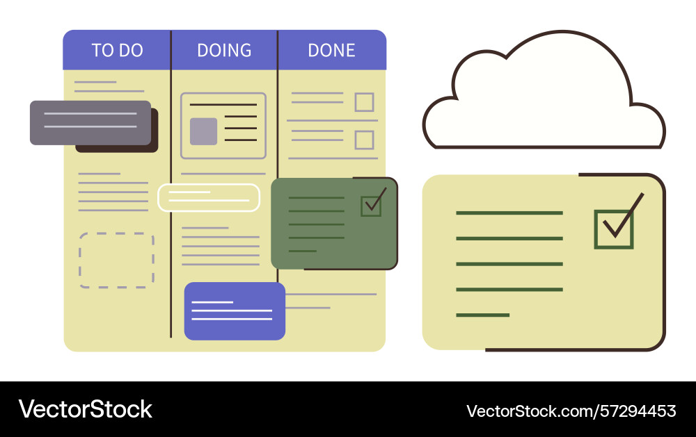 Task management board with to-do doing and done Task management board with to-do doing and done vector image