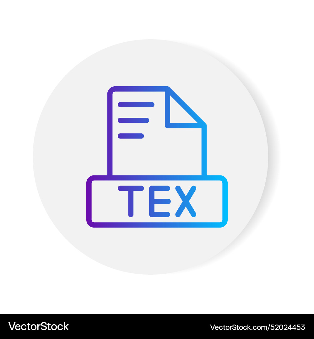 Tex document format file icon with gradient Tex document format file icon with gradient Vector Image