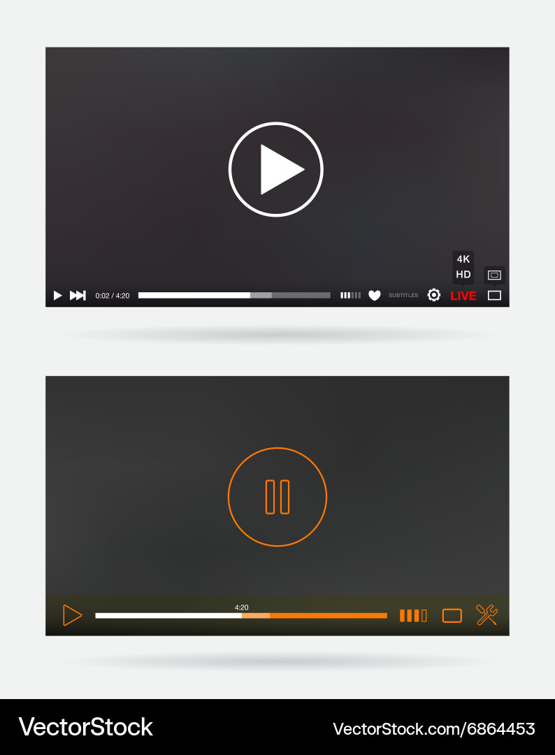 Video player window with menu and buttons panel vector image
