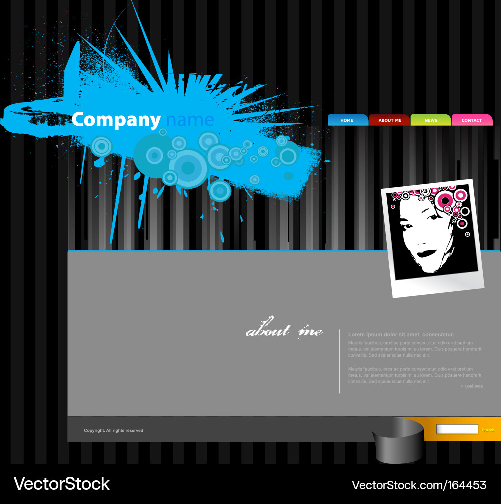 Website Template - Stripes and Buttons vector image