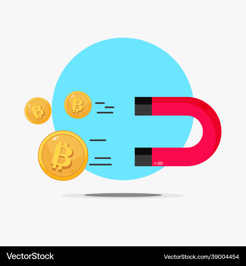 A magnet attracting bitcoin – Royalty-Free Vector | VectorStock