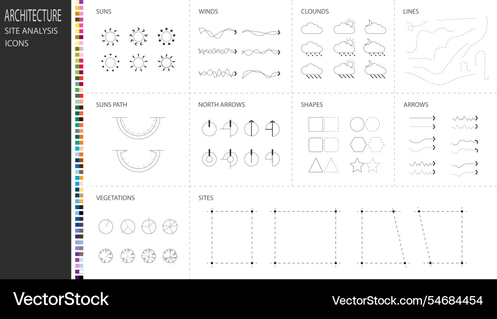 Architecture site analysis symbol icon element Architecture site analysis symbol icon element Vector Image
