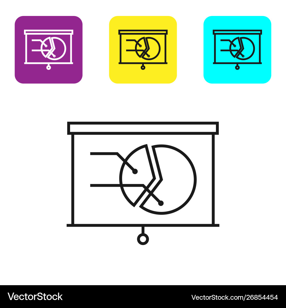 Black line board with graph chart icon isolated Vector Image