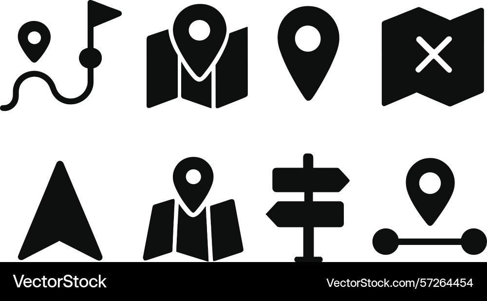 Collection of navigation and map icons vector image