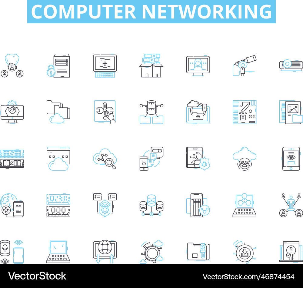 Computer-Netzwerk lineare Icons set router lan vektorbild
