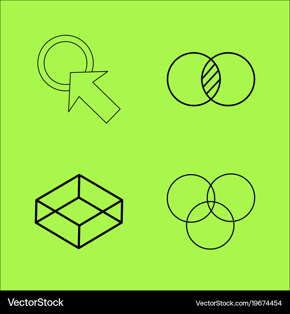 Design elements simple linear outline icon set vector image