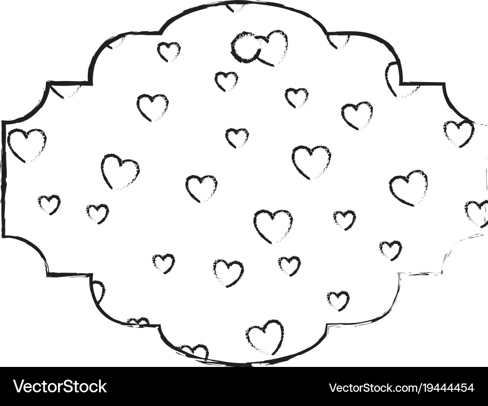 Elegant frame with hearts pattern background Vector Image