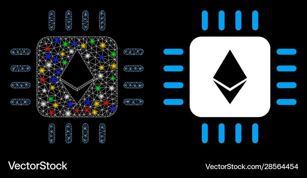 Flare mesh network ethereum processor chip icon Flare mesh network ethereum processor chip icon vector image