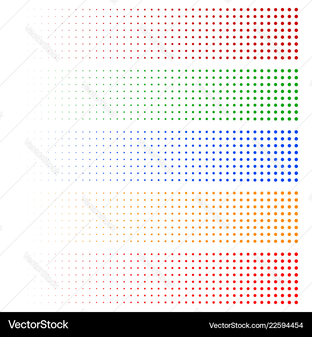 Halftone Elemente fading Kreise in 5 Farben Vektorbild