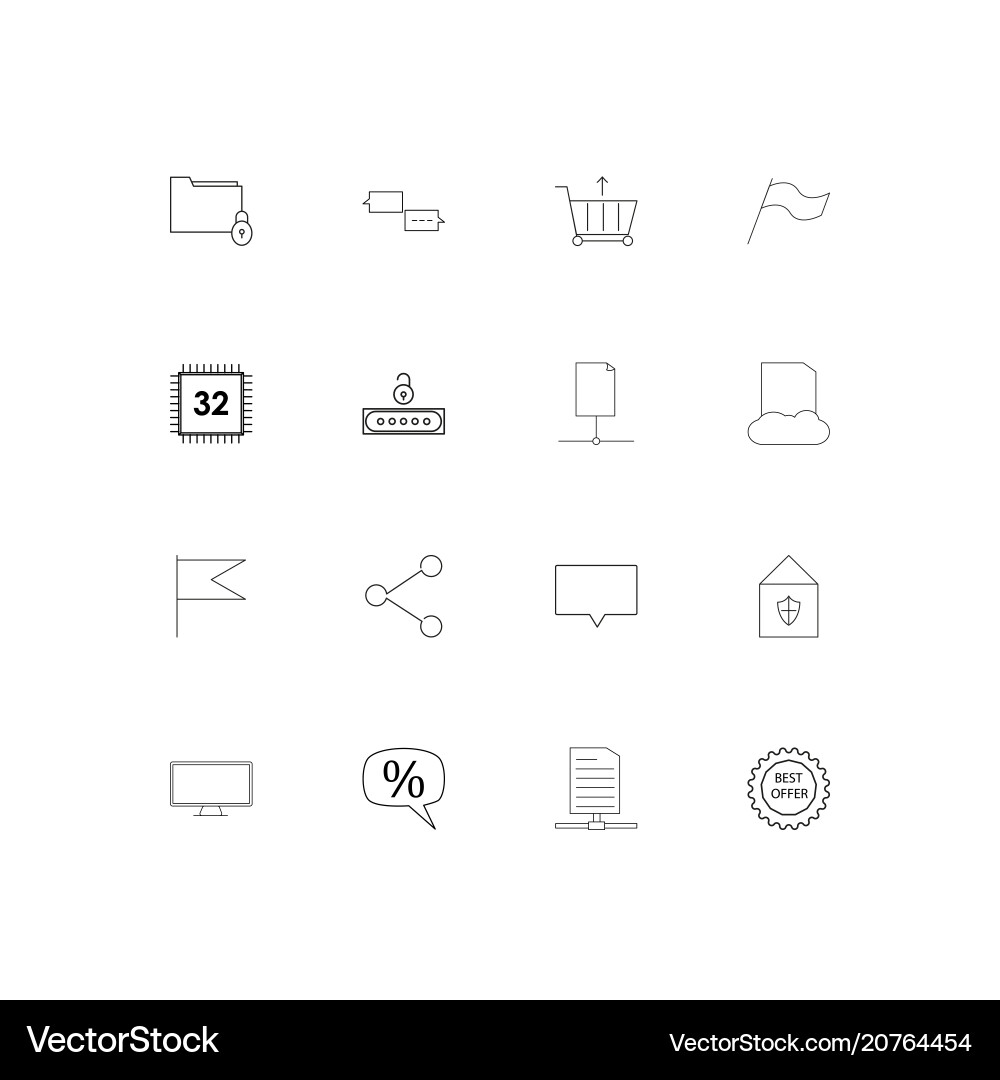 Internet technologies linear thin icons set Internet technologies linear thin icons set Vector Image