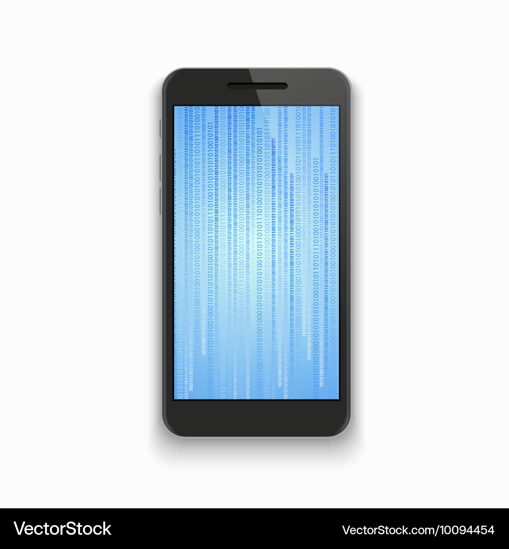 Modern smartphone with binary code Vector Image