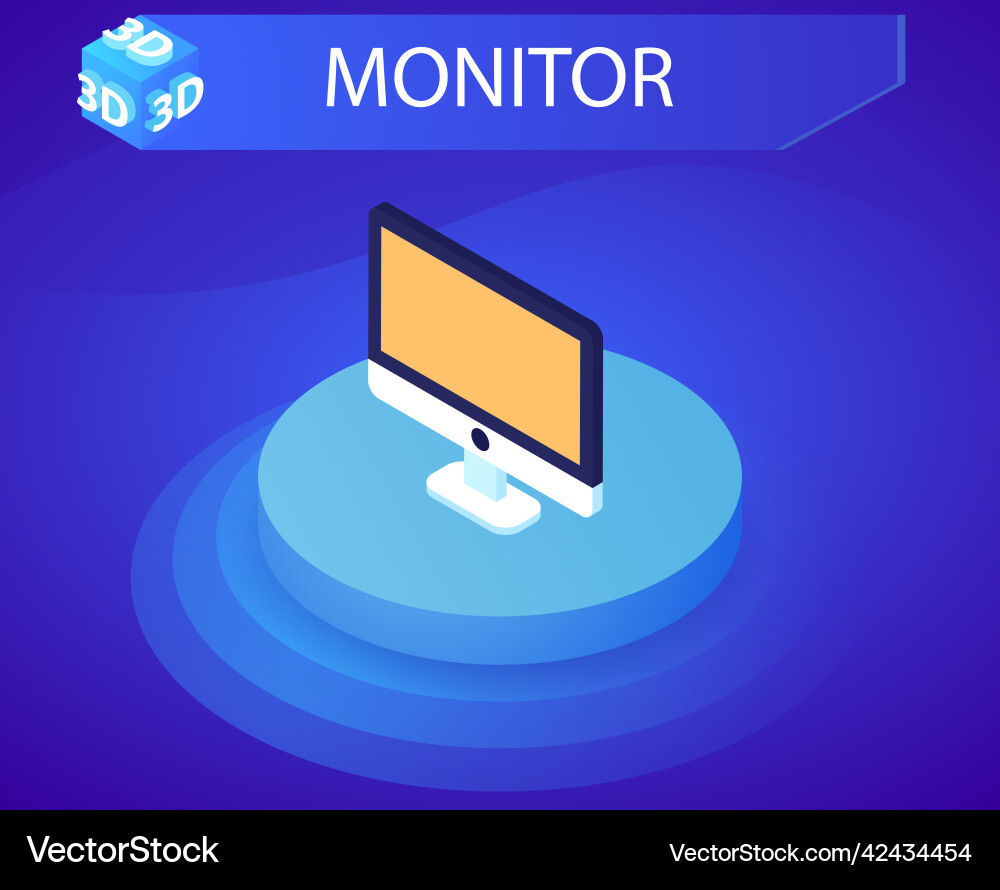 Monitor isometric design icon web 3d colorful Monitor isometric design icon web 3d colorful vector image