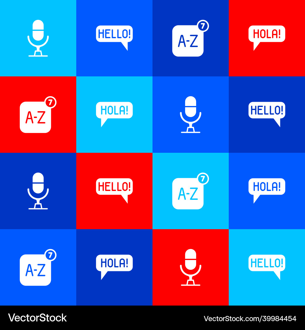 Set microphone voice device hello in different Vector Image
