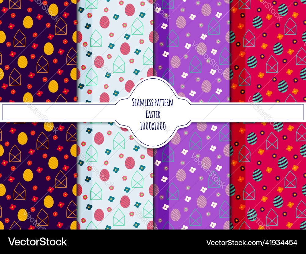 Set of seamless patterns with letters flowers Vector Image