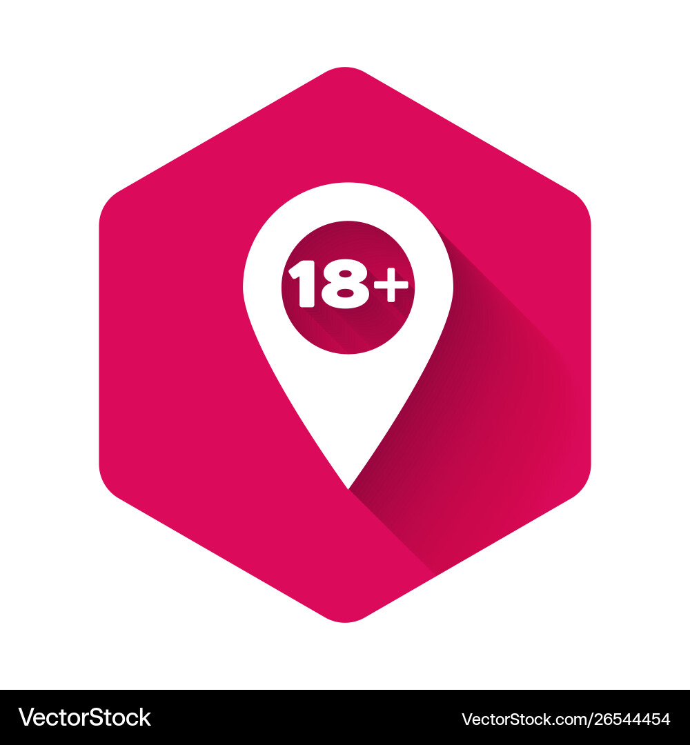 White map pointer with 18 plus icon isolated White map pointer with 18 plus icon isolated vector image