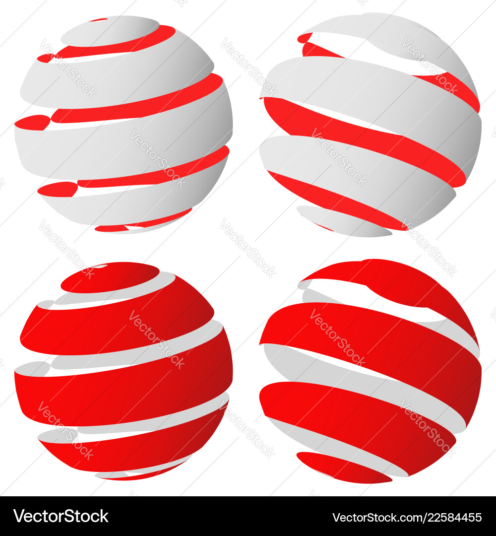 3d abstract striped sphere in four version 3d abstract striped sphere in four version vector image