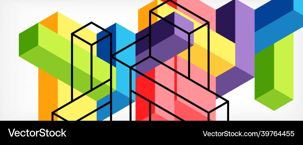 Abstract background 3d cubes cubic elements vector image