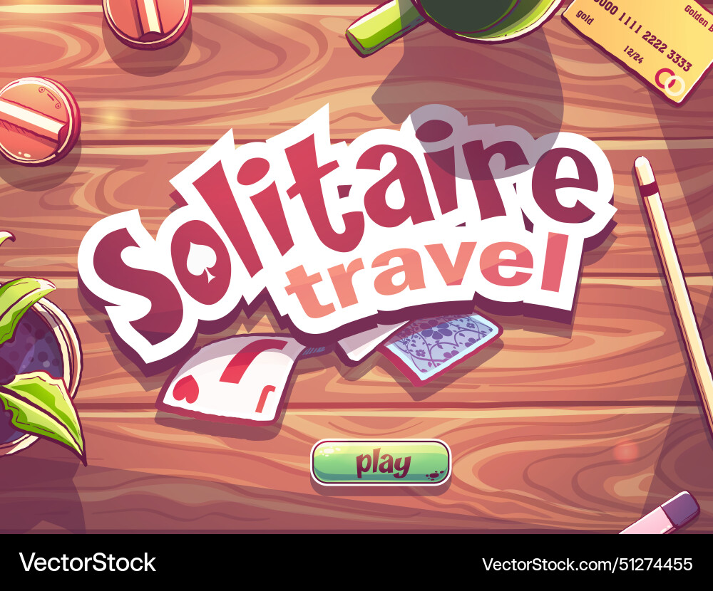 Background solitaire travel - window match 3 game Vector Image