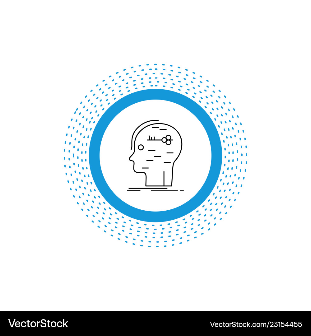Brain hack hacking key mind line icon isolated Brain hack hacking key mind line icon isolated vector image