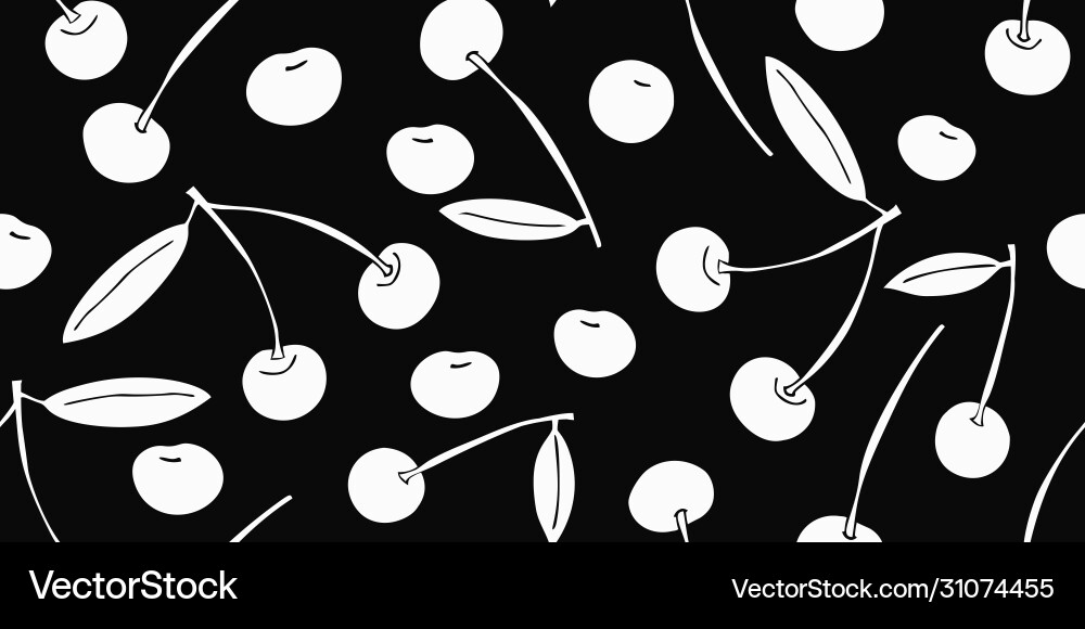 Cherry seamless pattern hand drawn fruit cartoon Cherry seamless pattern hand drawn fruit cartoon vector image