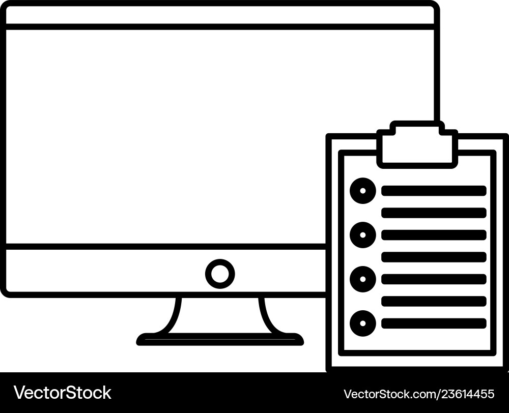 Computer and checklist design vector image