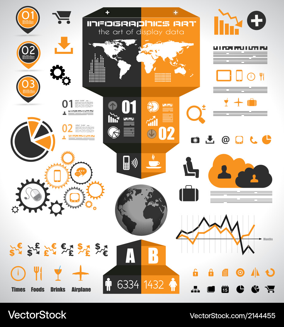 Data & Chart Elements - Icon Set vector image