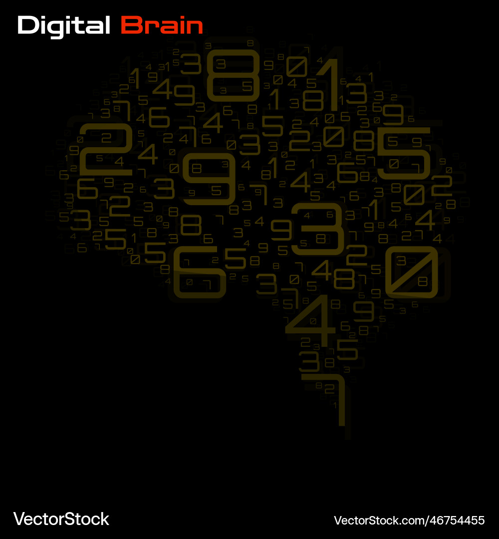 Digital brain with numbers artificial Vector Image