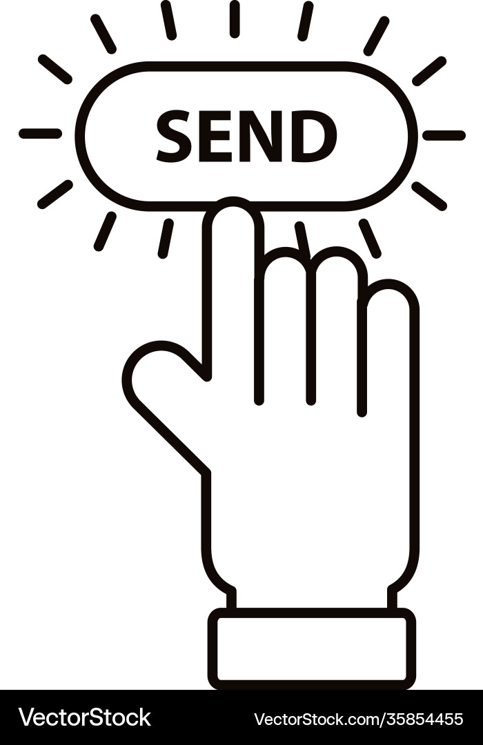 Digital marketing cursor hand with send button vector image