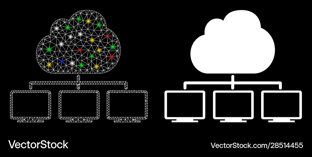 Glossy mesh carcass cloud network hierarchy icon Glossy mesh carcass cloud network hierarchy icon Vector Image
