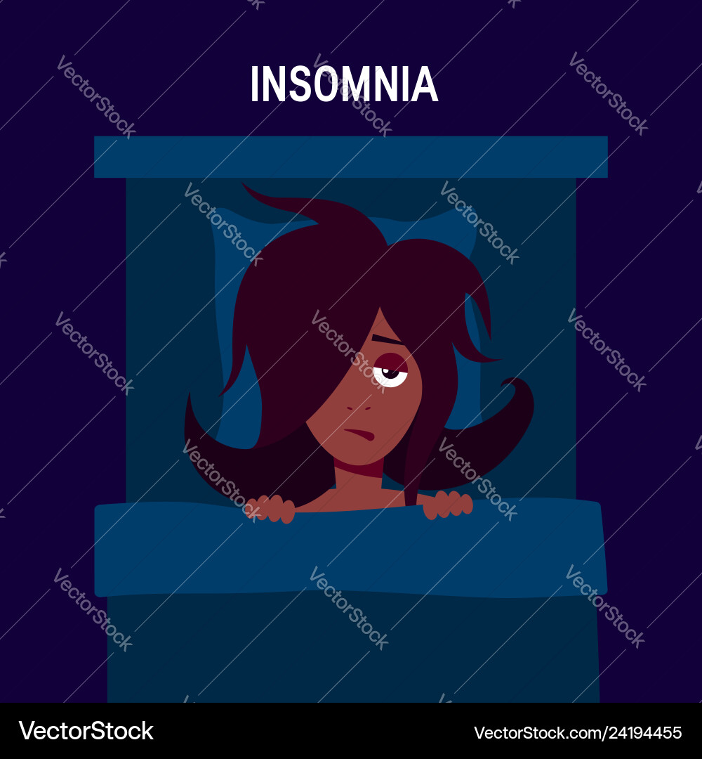 Insomnia concept in simple flat style Vector Image