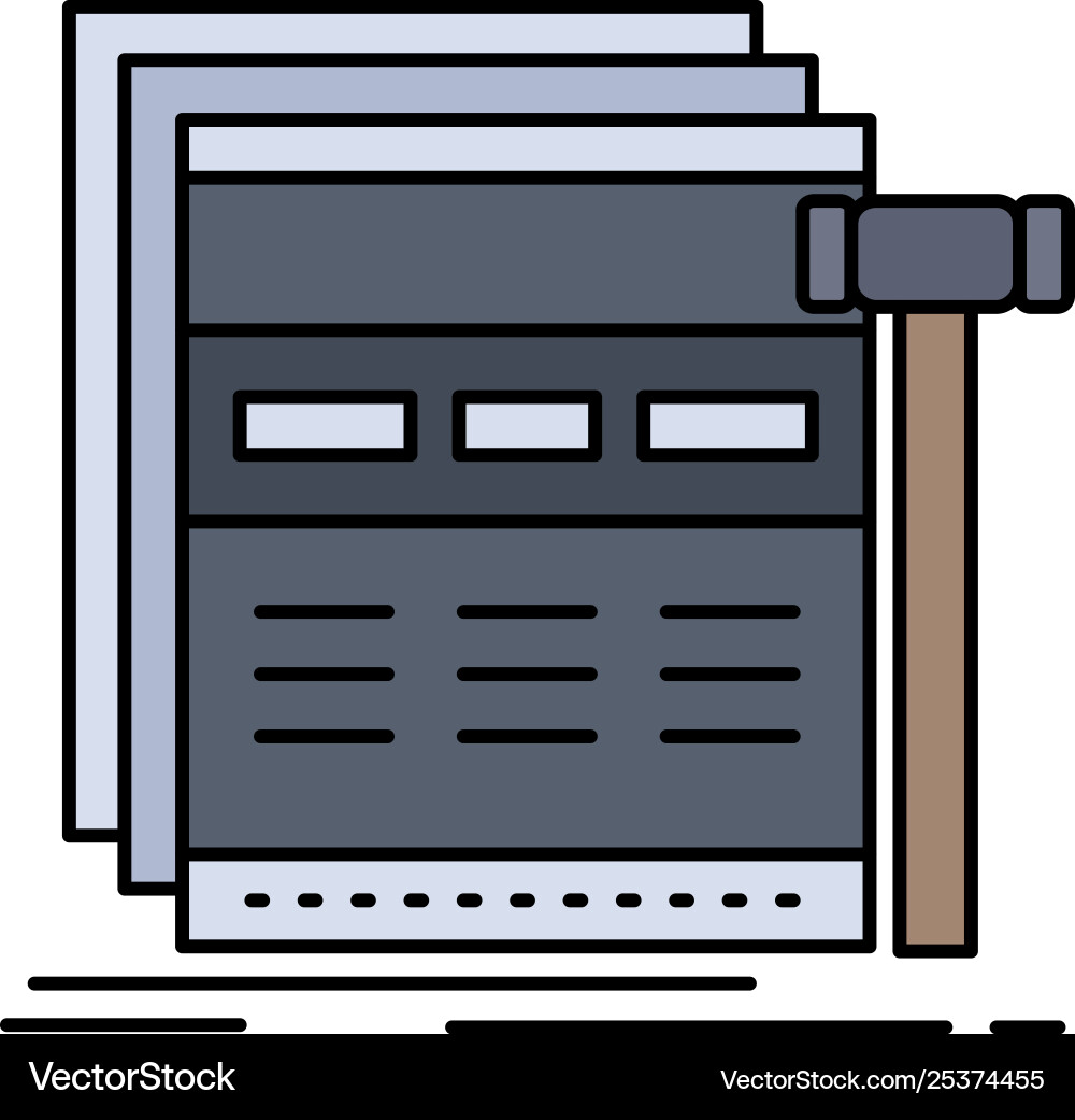 Internet page web webpage wireframe flat color Internet page web webpage wireframe flat color Vector Image