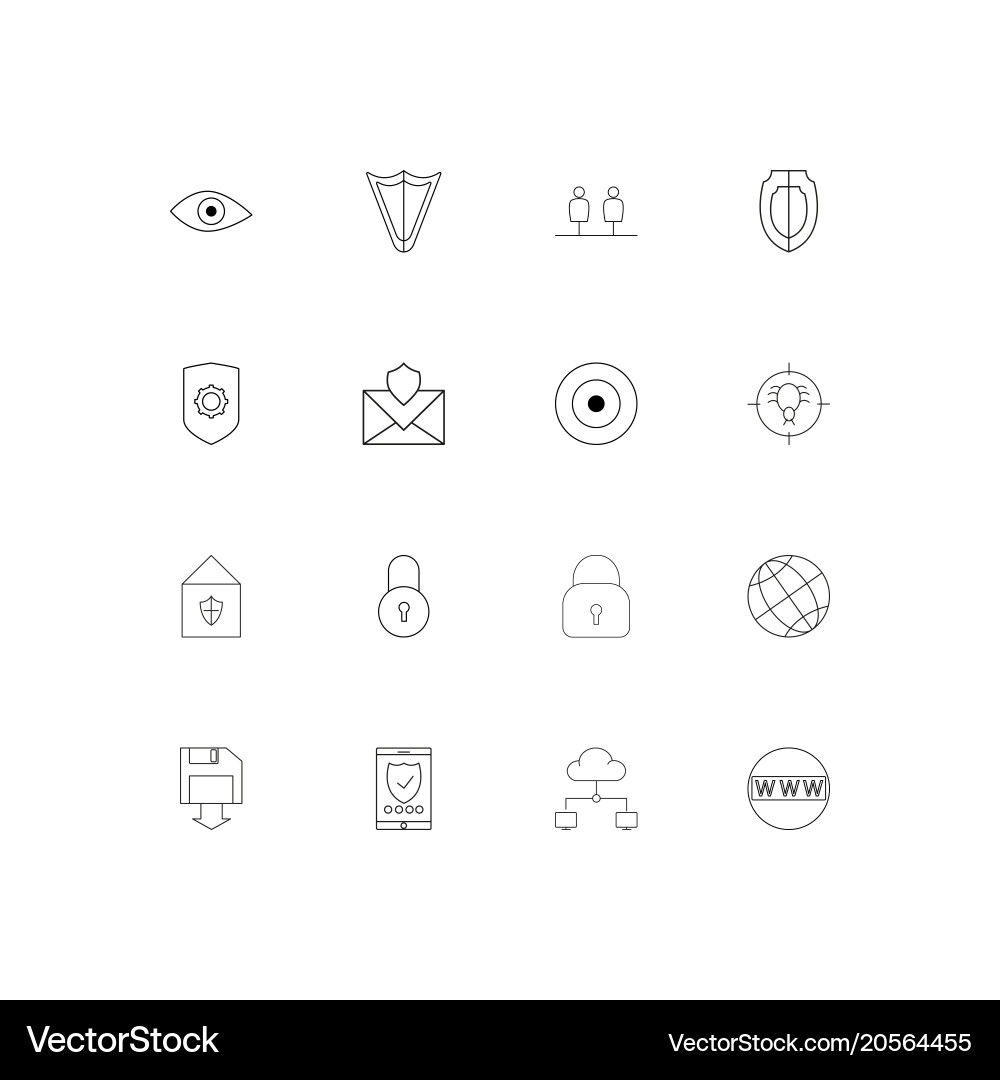 Internet security simple linear icons set vector image