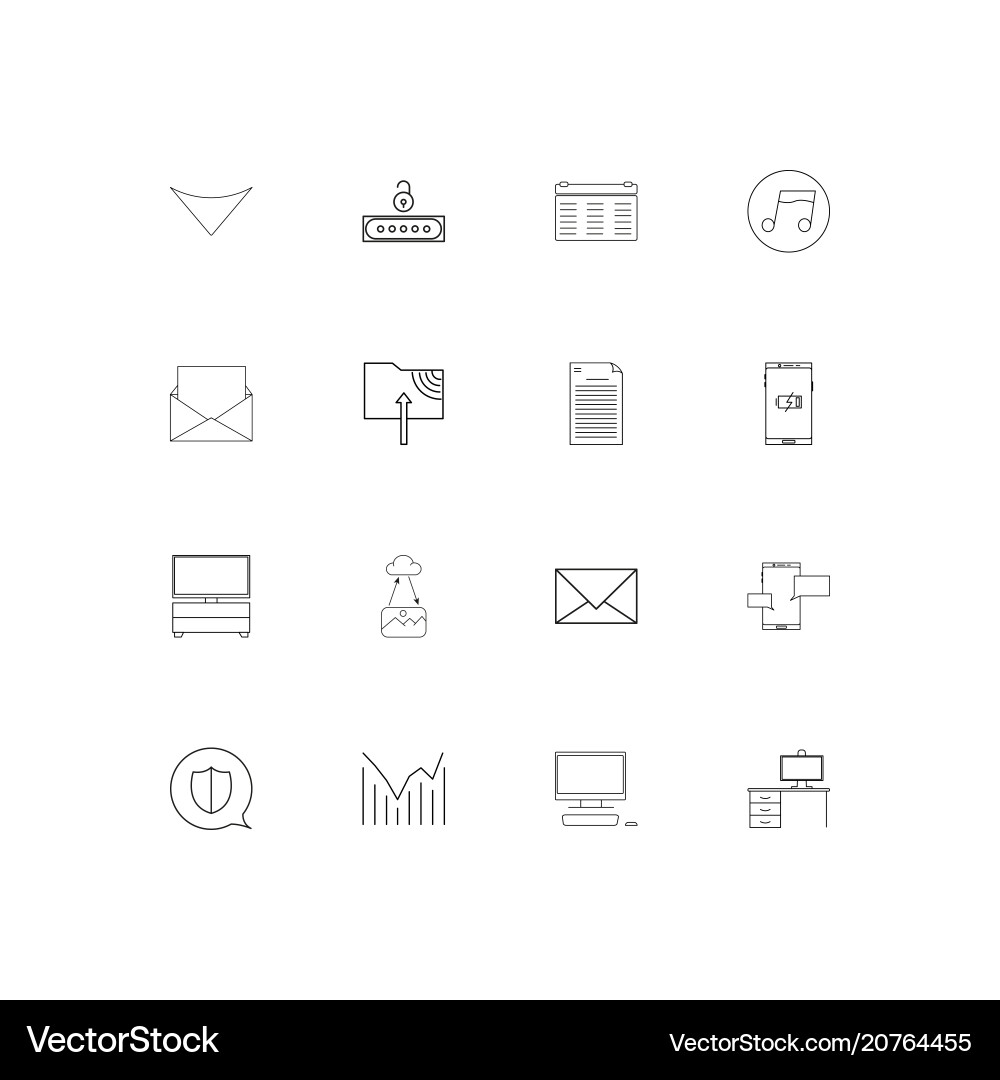 Internet technologies linear thin icons set Internet technologies linear thin icons set Vector Image