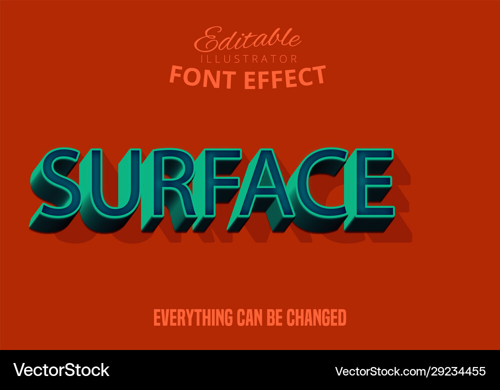 Modern 3d text effect editable font Vector Image