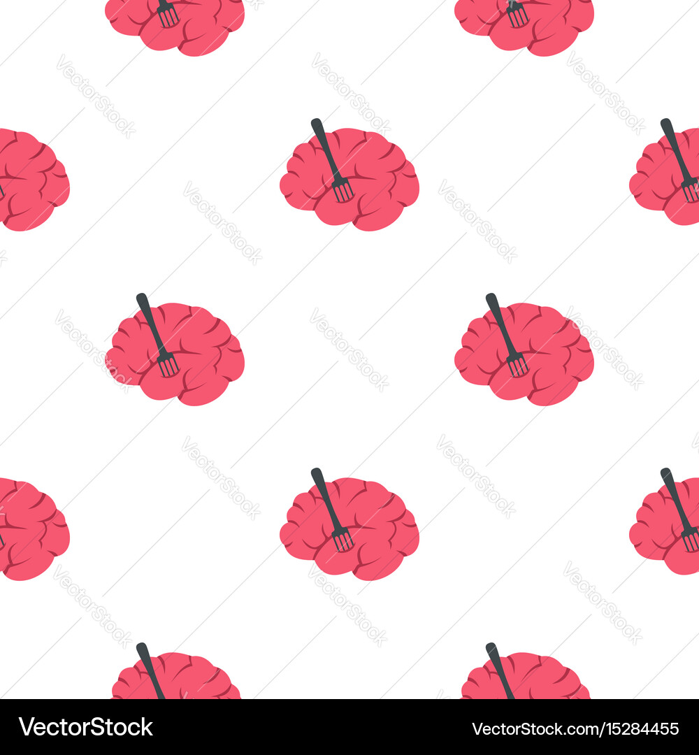 Pink brain with fork pattern seamless Vector Image