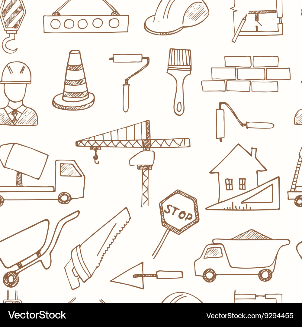 Seamless pattern with doodle sketch architecture vector image