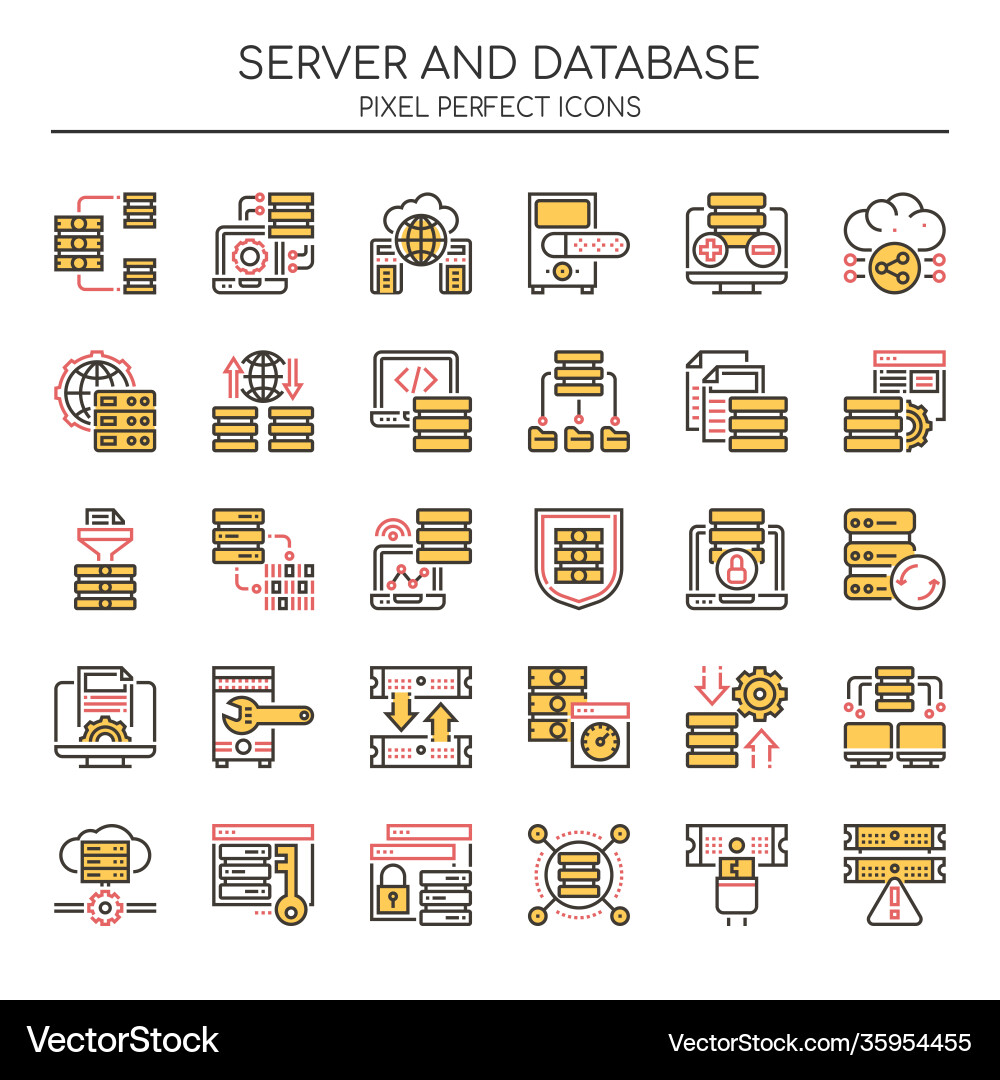 Server and database thin line pixel perfect vector image