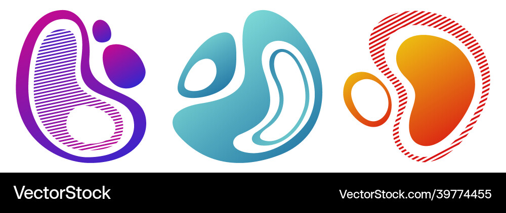 Set of 3 abstract liquid shapes dynamic gradient Set of 3 abstract liquid shapes dynamic gradient vector image