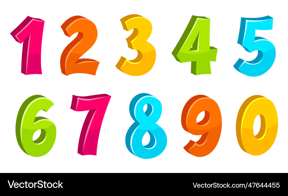 Set of various numbers from 1 to 0 collection Set of various numbers from 1 to 0 collection vector image